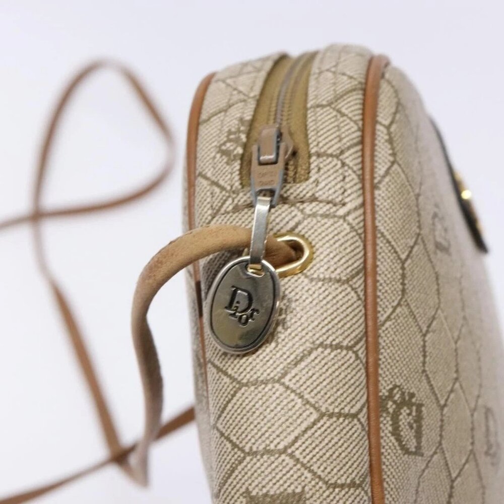 Christian Dior Honeycomb Canvas Shoulder Bag PVC Beige Gold Auth BA5167 - Picture 9 of 16